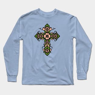 Floral Cross Long Sleeve T-Shirt